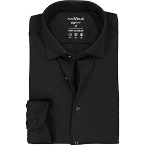 MARVELIS jersey body fit overhemd, zwart tricot 44
