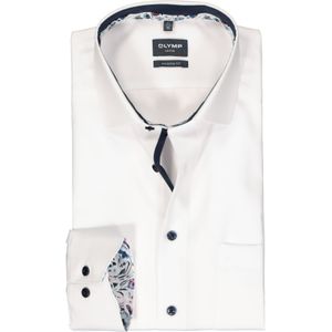 OLYMP modern fit overhemd, mouwlengte 7, popeline, wit 41