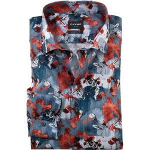 OLYMP Luxor modern fit overhemd, popeline, rood dessin