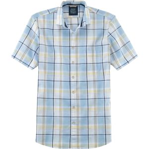 OLYMP Casual modern fit overhemd, korte mouw, structuur, bleu geruit 41/42