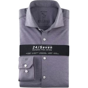 OLYMP 24/7 No. 6 Six super slim fit overhemd, tricot, zwart
