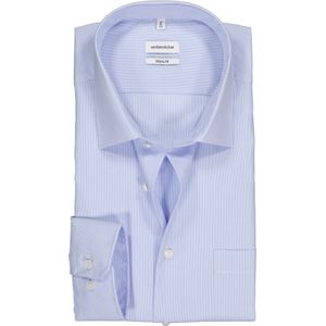 Seidensticker regular fit overhemd, lichtblauw met wit gestreept 47