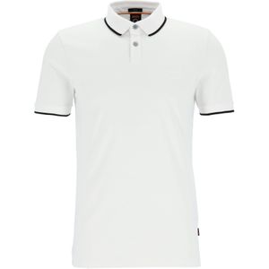 HUGO BOSS Passertip slim fit polo, stretch heren polo korte mouw, wit