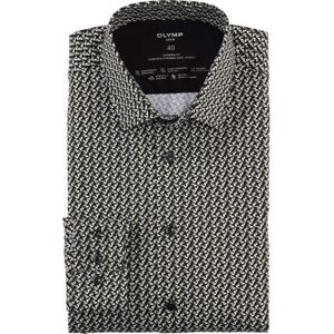 OLYMP Luxor modern fit overhemd, structuur, olijfgroen dessin