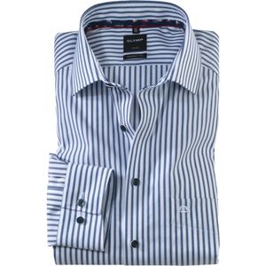 OLYMP Luxor modern fit overhemd, structuur, marineblauw gestreept