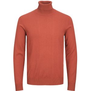 JACK & JONES Emil knit roll neck slim fit, heren pullover viscosemengsel met col, warm oranje -  Maat: XS