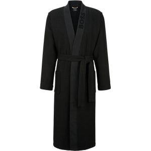 BOSS Waffle Kimono, heren ochtendjas (middeldik), zwart -  Maat: XL