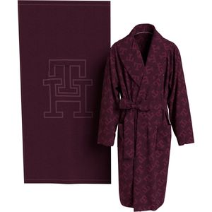 Tommy Hilfiger badjas en handdoek set, Bathrobe & Towel Set, bordeauxrood