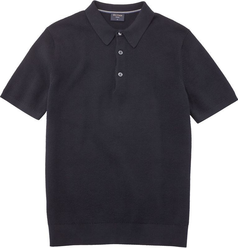 OLYMP - Modern Fit - Gebreide Polo - Marine Blauw - Katoen