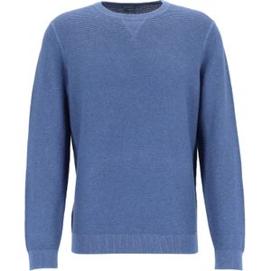 OLYMP modern fit trui katoen structuur, O-hals, jeansblauw -  Maat: 4XL