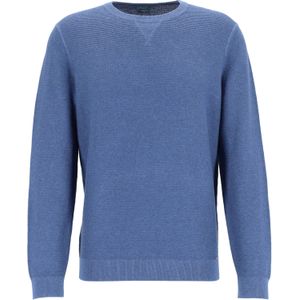 OLYMP modern fit trui katoen structuur, O-hals, jeansblauw -  Maat: XL