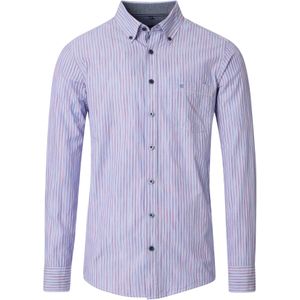 CASA MODA Sport casual fit overhemd, popeline, lichtblauw met rood gestreept