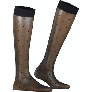 FALKE Dot mat met patroon ultra transparant 15 Denier pantykousen dames zwart - Maat 35-38