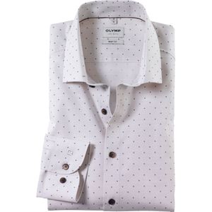 OLYMP Level 5 body fit overhemd, popeline, natuur dessin