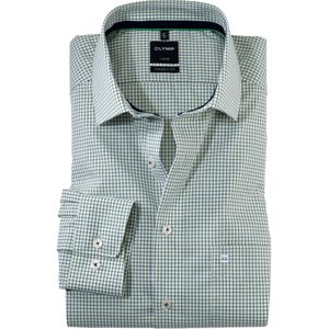 OLYMP Luxor modern fit overhemd, popeline, groen geruit
