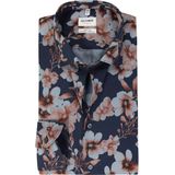 OLYMP - Level 5 - Body Fit Overhemd - Marine Blauw Dobby - Strijkvriendelijk