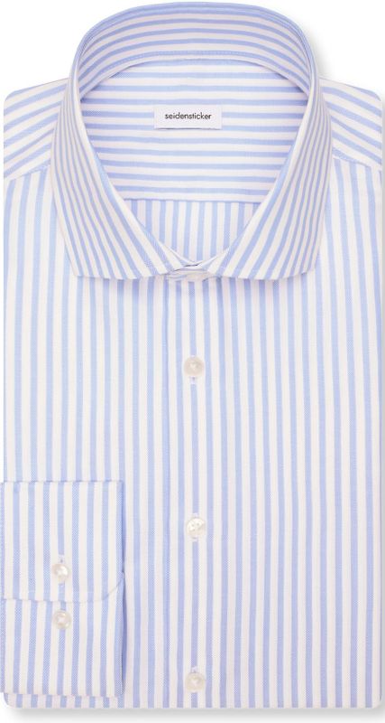 Seidensticker shaped fit overhemd, popeline, blauw gestreept