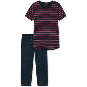 SCHIESSER selected! premium inspiration pyjamaset, dames pyjama 3/4-lang streepjes zwart-rood -  Maat: 40