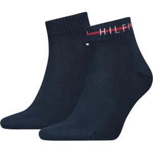 Tommy Hilfiger Quarter Th Stripe (2-pack), heren hoge enkelsokken, donkerblauw gestreept