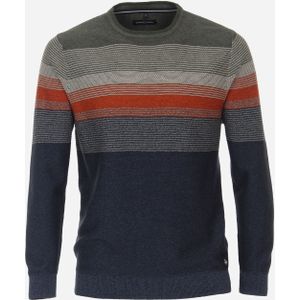 CASA MODA comfort fit trui, oranje met blauw gestreept -  Maat: L