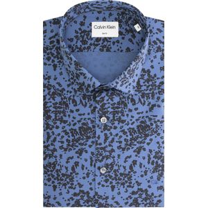 Calvin Klein slim fit overhemd, Poplin Floral Print Slim Shirt, lichtblauw dessin 41