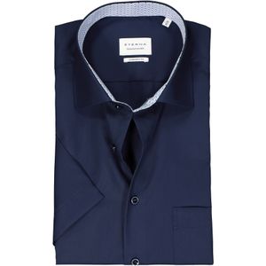 ETERNA comfort fit overhemd korte mouw, popeline, donkerblauw (contrast)