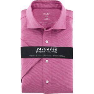 OLYMP Luxor 24/7 modern fit overhemd, korte mouw, structuur, fuchsia