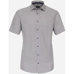 VENTI modern fit overhemd, korte mouw, popeline, bruin dessin