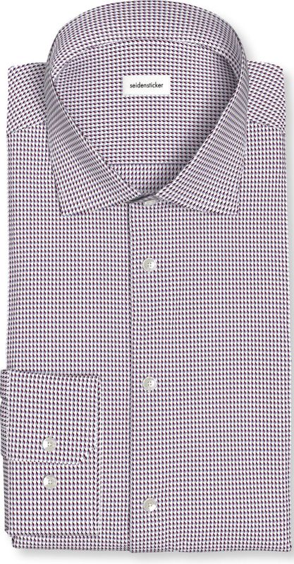 Seidensticker - Businessoverhemd - Bordeaux - Comfort 1/1 Kentkraag Pepita