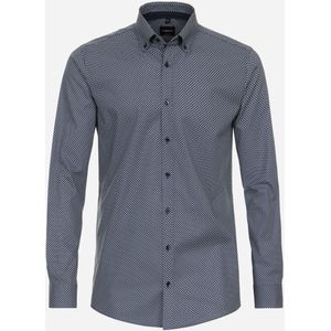 VENTI body fit overhemd, popeline, blauw dessin