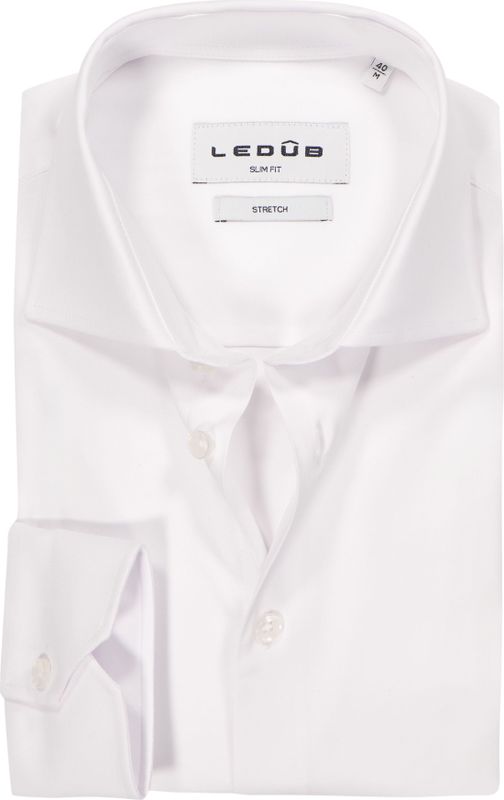 Ledub slim fit overhemd, mouwlengte 72 cm, popeline, wit