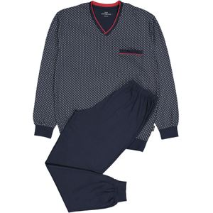 Gotzburg heren pyjama, blauw met rood en wit dessin