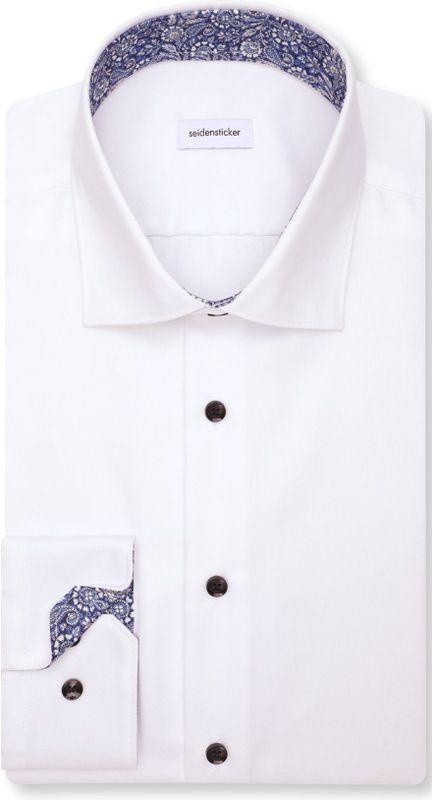 Seidensticker - Businessoverhemd - Wit - Slim Fit - Lange Mouwen - Kentkraag