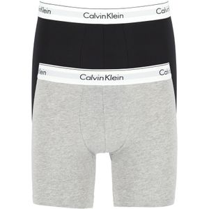 Calvin Klein Modern Cotton boxer brief (2-pack), heren boxers lang, zwart en grijs -  Maat: M