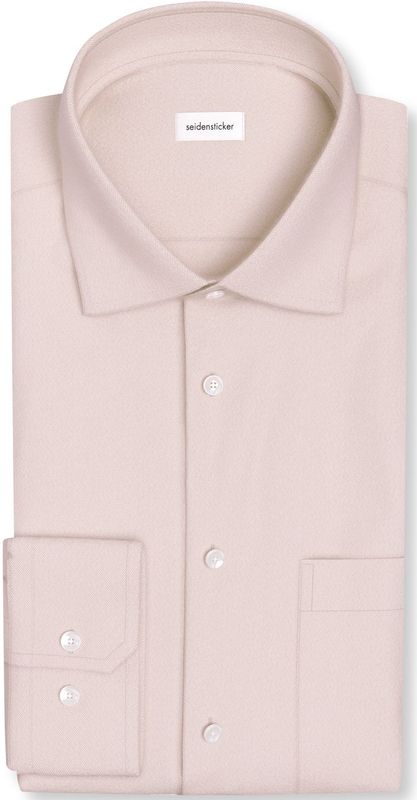 Seidensticker - Flanellen Overhemd - Zwart - Slim 1/1 Kent Kraag Uni