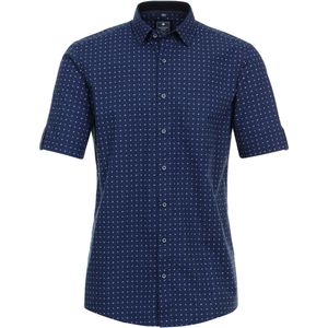 3 voor 99 | Redmond comfort fit overhemd, korte mouw, popeline, blauw dessin