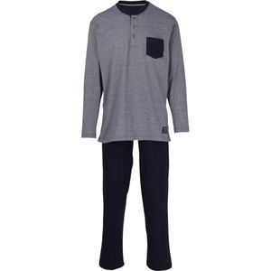 Ceceba heren pyjama O-hals met knoopjes, donkerblauw -  Maat: 8XL