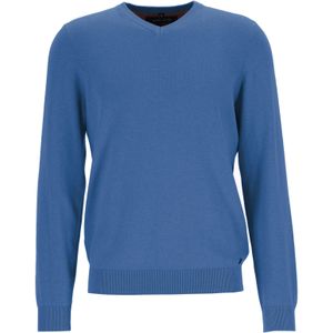 MARVELIS modern fit trui katoen, V-hals, jeansblauw -  Maat: XL