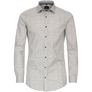 VENTI - Body Fit Overhemd - Bruin Dessin - Popeline - Strijkvriendelijk