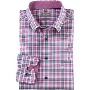 OLYMP Luxor comfort fit overhemd, structuur, fuchsia geruit