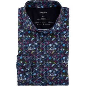 OLYMP Luxor 24/7 modern fit overhemd, tricot, fuchsia dessin