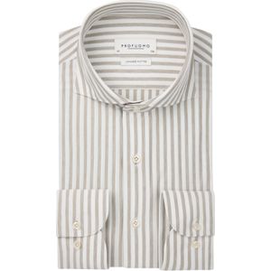 Profuomo slim fit heren overhemd, jersey, bruin gestreept
