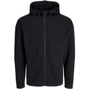 JACK & JONES Jax sweat zip hood regular fit, heren sweatvest katoenmengsel met capuchon, zwart -  Maat: S