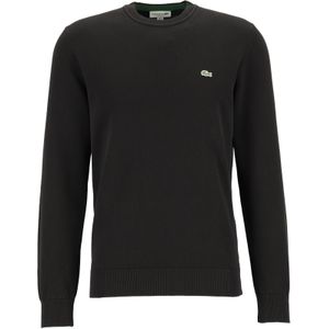 Lacoste trui katoen O-hals, gebreide heren trui, zwart