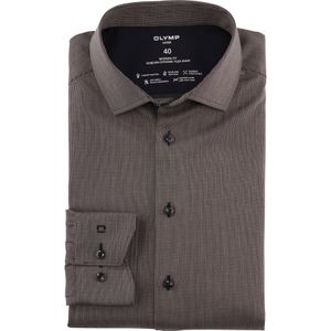 OLYMP Luxor 24/7 modern fit overhemd, popeline, taupe dessin