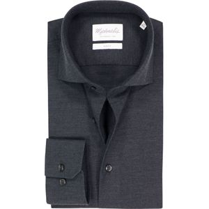 Michaelis - Slim Fit - Overhemd - Antracietgrijs Melange - Strijkvriendelijk
