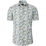 VENTI - Overhemd - Groen - Modern Fit - Korte Mouw - Popeline