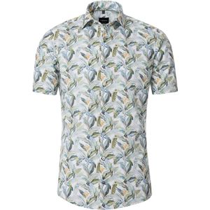 VENTI - Overhemd - Groen - Modern Fit - Korte Mouw - Popeline