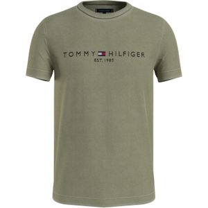 Tommy Hilfiger Garment Dye Tommy Logo Tee, heren T-shirt korte mouw O-hals, licht olijfgroen -  Maat: 3XL