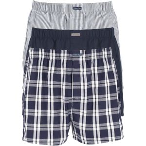 Calvin Klein Woven Boxers (3-pack), wijde heren boxershorts katoen, blauw gestreept en geruit